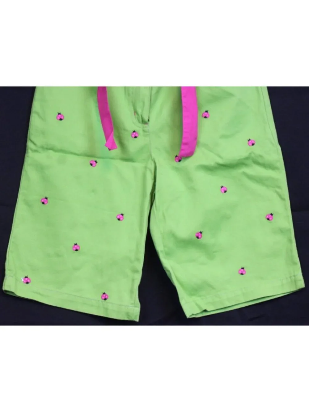 2009 Gymboree Pretty Lady Green Bermuda Shorts sz 12 Embroidered Ladybugs Belt
